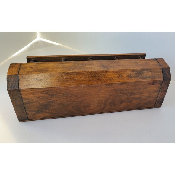 Homco Dark Wood Floral Box Planter Wall Hang Table Top Display Pocket Spice Rack - Picture 9 of 9